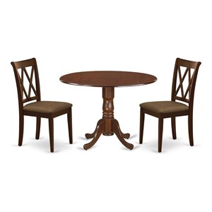 Pemberly Row Wood Dining Set with Linen Fabric Seat in Mahogany