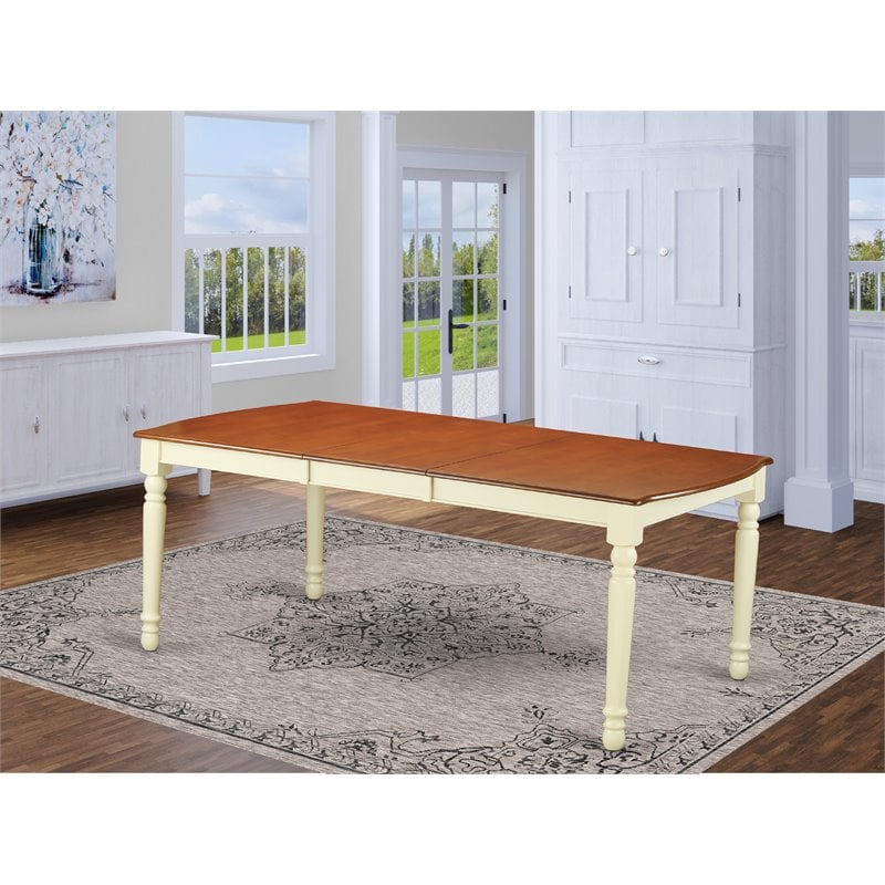 Pemberly Row Wood Butterfly Leaf Dining Table in Cream/Cherry