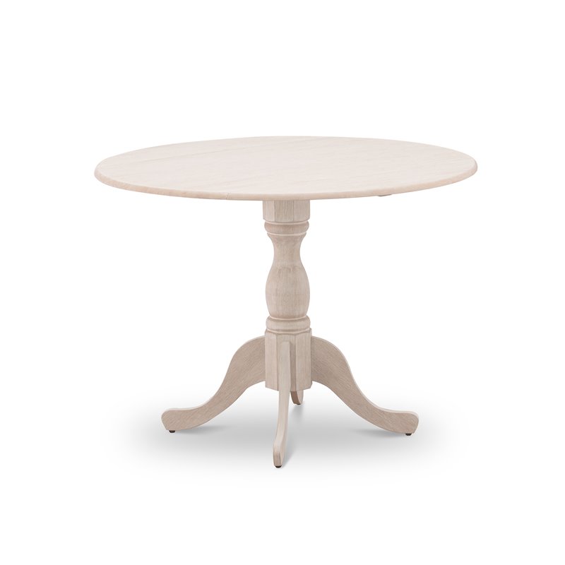 Pemberly Row Traditional Wood Dining Table with Pedestal Legs in Cream