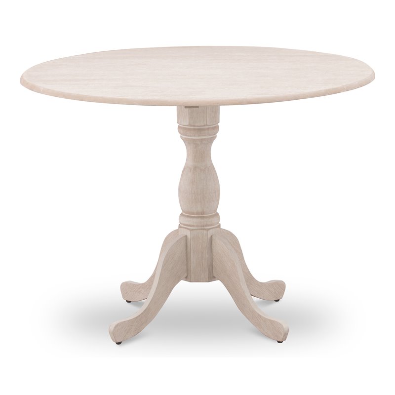 Pemberly Row Traditional Wood Dining Table with Pedestal Legs in Cream