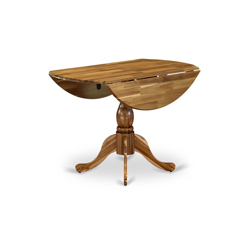 Pemberly Row Wood Dining Table with Pedestal Legs in Natural