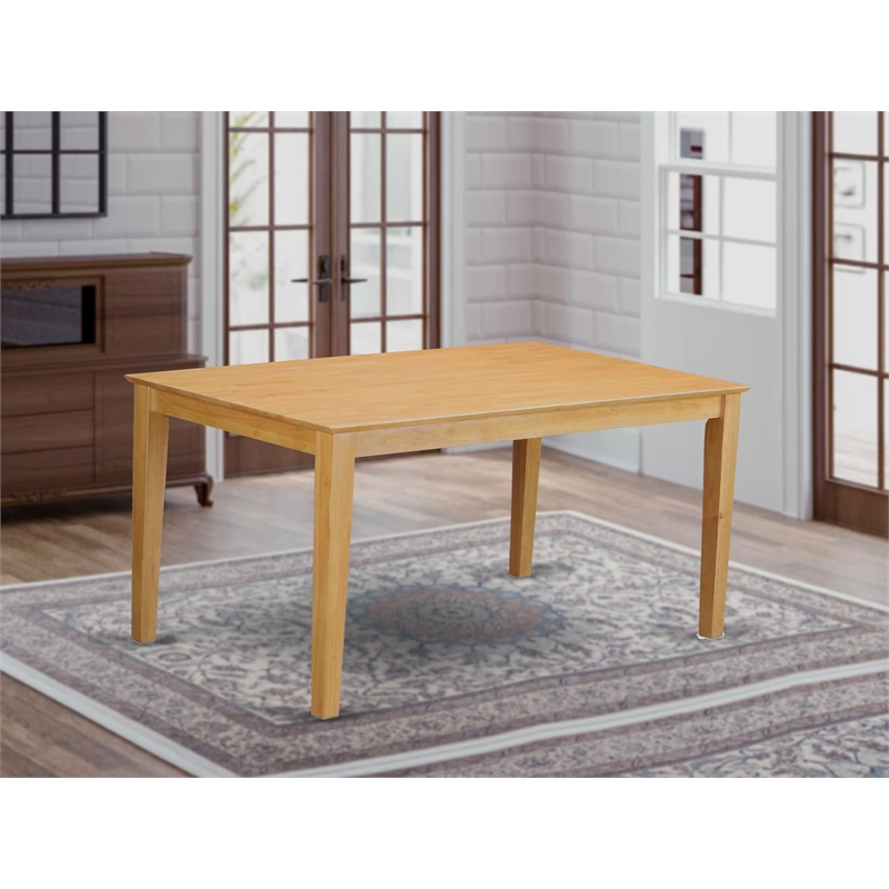 Pemberly Row Rectangular Solid Wood Dining Table in Oak Finish