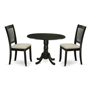 Pemberly Row Traditional Wood Dining Set with Fabric Seat in Black