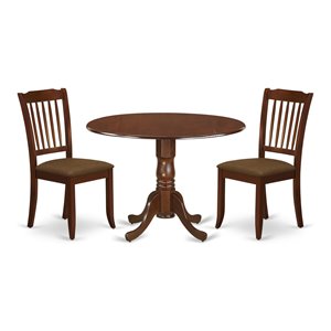 Pemberly Row Traditional Wood Dining Set with Linen Seat in Mahogany