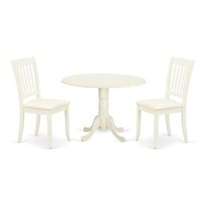 Pemberly Row Traditional Wood Dining Set with Linen Seat in Linen White