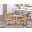 Pemberly Row Traditional 3-piece Dining Set with Wood Seat in Oak