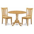 Pemberly Row Traditional 3-piece Dining Set with Wood Seat in Oak