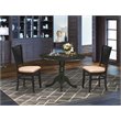 Pemberly Row 3-piece Wood Dining Set with Fabric Seat in Black