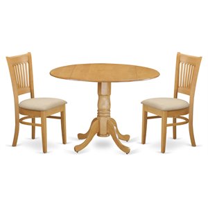 Pemberly Row 3-piece Wood Dining Set with Slat Back Chairs in Oak
