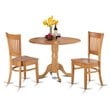 Pemberly Row Traditional 3-piece Wood Dining Table and Chair Set in Oak