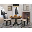 Pemberly Row 3-piece Wood Dining Set with Fabric Seat in Black
