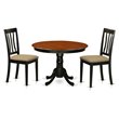 Pemberly Row 3-piece Wood Dining Set with Fabric Seat in Black