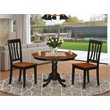 Pemberly Row 3-piece Dining Set with Round Table in Black/Cherry
