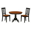 Pemberly Row 3-piece Dining Set with Round Table in Black/Cherry