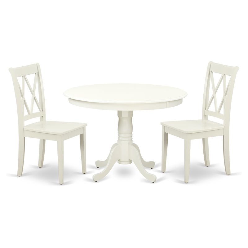 Pemberly Row 3-piece Dining Table and X-Back Chairs in White
