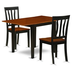 Pemberly Row Traditional 3-piece Wood Dining Set in Black and Cherry