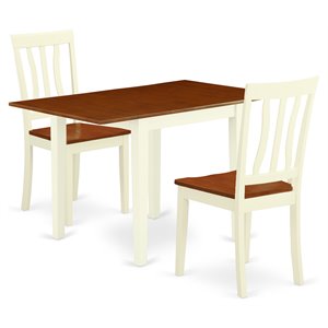 Pemberly Row 3-piece Dining Table Set in Buttermilk and Cherry