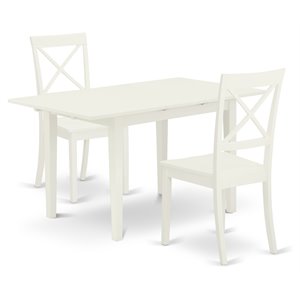 Pemberly Row 3-piece Wood Dining Set withxBack in Linen White