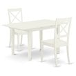 Pemberly Row 3-piece Wood Dining Set withxBack in Linen White