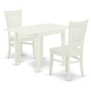 Pemberly Row 3-piece Wood Dining Table and Chairs in Linen White