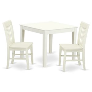 Pemberly Row 3-piece Wood Dining Table and Chairs in Linen White