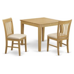 Pemberly Row Traditional 3-piece Wood Dining Table and Chairs in Oak