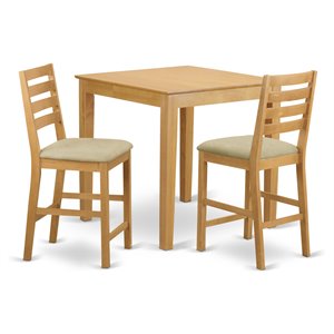 Pemberly Row Pub 3-piece Wood Dining Table and Chair Set in Oak