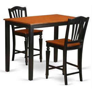 Pemberly Row 3-piece Dining Set with Bar Stools in Black/Cherry