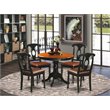 Pemberly Row Antique 5-piece Dining Set with Leather Chairs in Black/Cherry