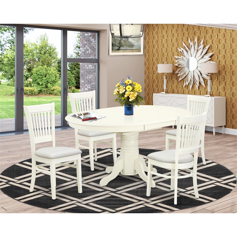 Pemberly Row Wood 5-piece Dining Set with Fabric Seat in Linen White