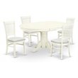 Pemberly Row Wood 5-piece Dining Set with Fabric Seat in Linen White