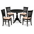 Pemberly Row Antique 5-piece Wood Dining Set with Slatted Back in Black
