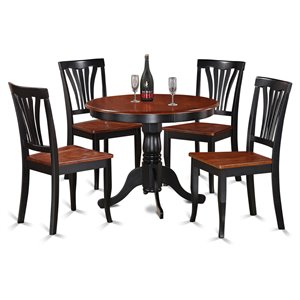 Pemberly Row Antique 5-piece Dining Set with Small Table in Black/Cherry