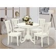 Pemberly Row Antique 5-piece Wood Dining Set with Slatted Chairs in White
