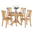 Pemberly Row Antique 5-piece Wood Round Table and Dining Chair Set in Oak