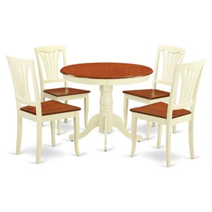 Pemberly Row Antique 5-piece Dining Set with Round Table in Cherry