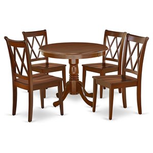 Pemberly Row Antique 5-piece Table and Doublexback Chairs in Mahogany