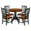 Pemberly Row Antique 5-piece Dining Set with Wood Seat in Black/Cherry