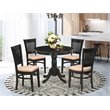 Pemberly Row Antique 5-piece Wood Dining Set with Fabric Seat in Black