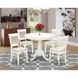 Pemberly Row Antique 5-piece Dining Set with Fabric Seat in Linen White