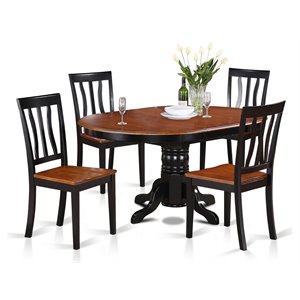 Pemberly Row 5-piece Dining Set with Oval Table in Black and Cherry