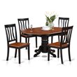 Pemberly Row 5-piece Dining Set with Oval Table in Black and Cherry