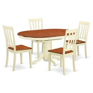 Pemberly Row 5-piece Wood Dining Set in Buttermilk and Cherry
