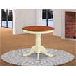 Pemberly Row Traditional Round Rubber Wood Dining Table in Cream/Cherry