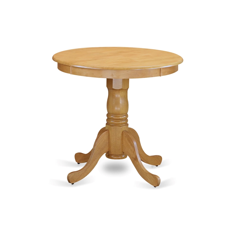 Pemberly Row Traditional Round Rubber Wood Dining Table in Oak