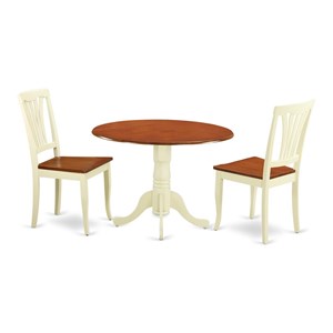Pemberly Row 3-piece Wood Round Dining Table and Chairs in Cream