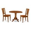 Pemberly Row 3-piece Traditional Wood Dining Set in Saddle Brown