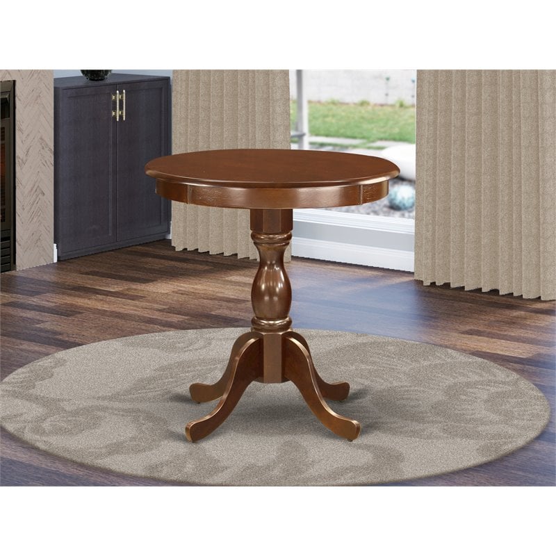 Pemberly Row Wood Small Dining Table with Pedestal Legs in Mahogany