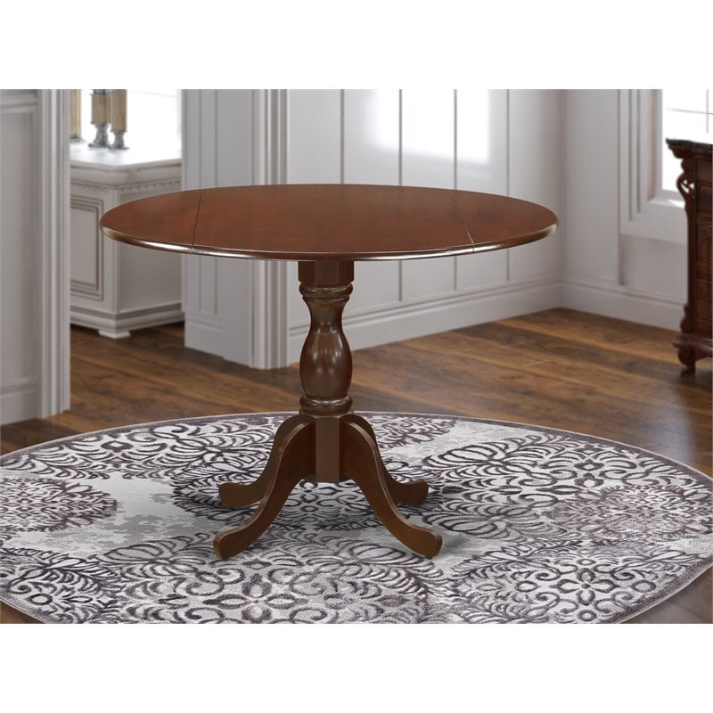 Pemberly Row Wood Dining Table with Pedestal Legs in Mahogany