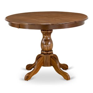 Pemberly Row Traditional Wood Dining Table with Pedestal Legs in Walnut